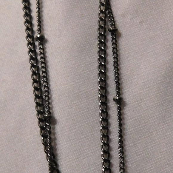 Pendant Necklace Blue/Green Stone Double Strand - Picture 4 of 6